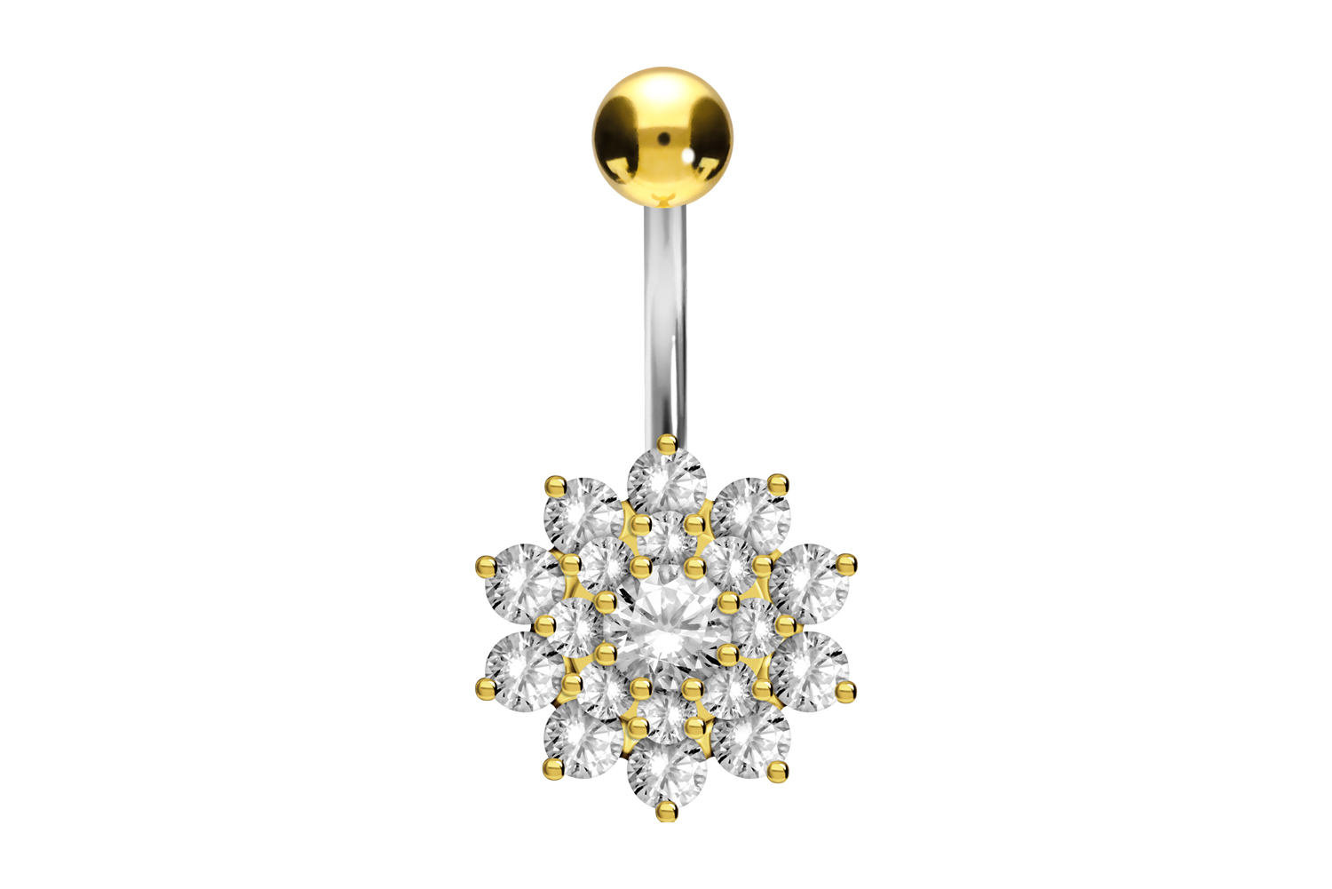 Titan Bananabell Piercing mit 925er Silber-Design KRISTALLBLUME